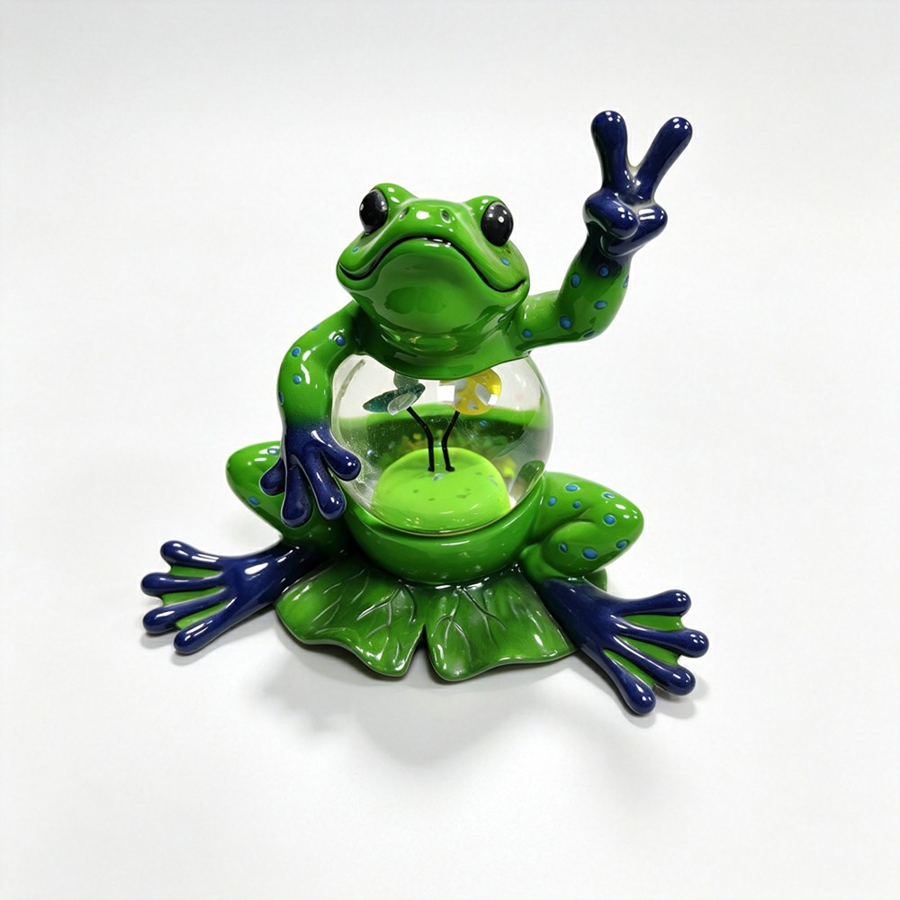 卡通青蛙造型树脂摆件 | 硅胶复模打样与透明件浇筑工艺展示